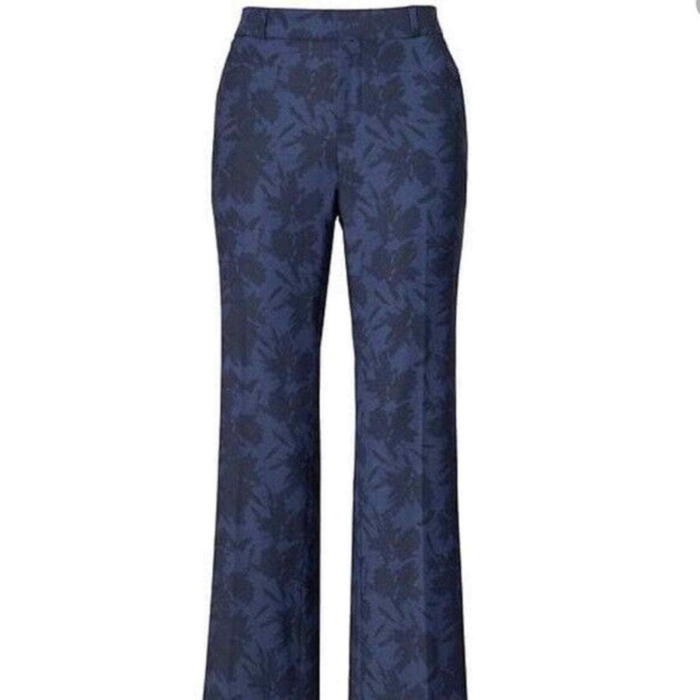 NWT Banana Republic Logan Floral Trouser Wool Blend Dress Pants Tonal Blue
